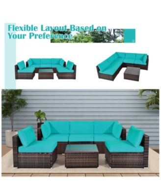 SUGIFT 6 Pieces Patio Rattan Furniture Set with Cushions