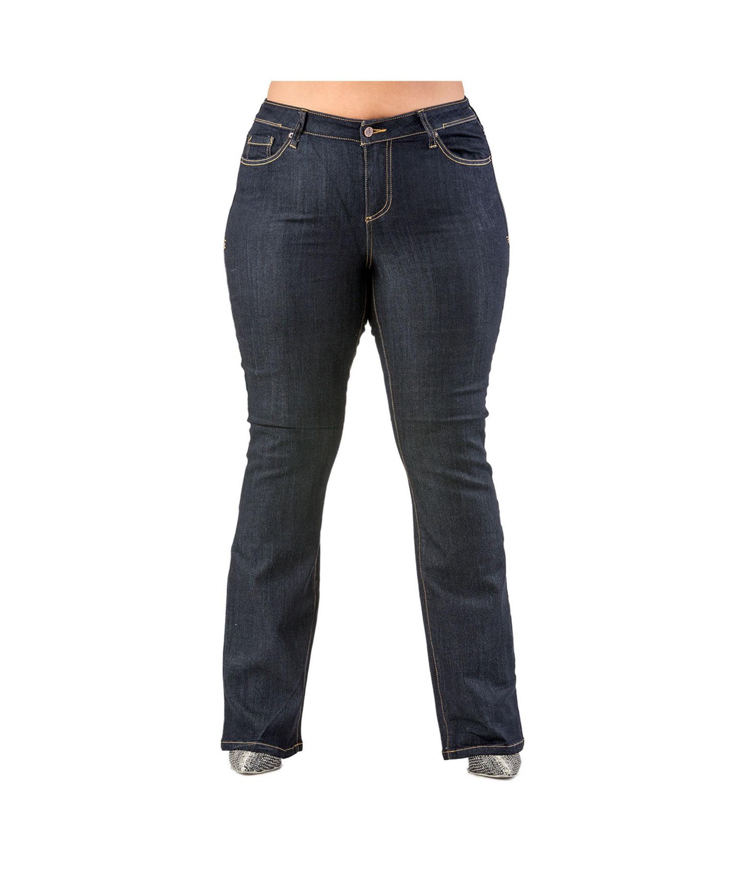 Women's Curvy Fit Stretch Denim Slim Boot Cut Jeans