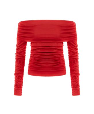 Women's Off Shoulder Blouse with Ruffle Detail