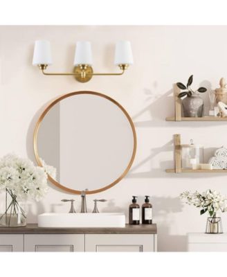 22.5 in. W 3-Light White Plus Gold Bathroom Vanity Light with Shade
