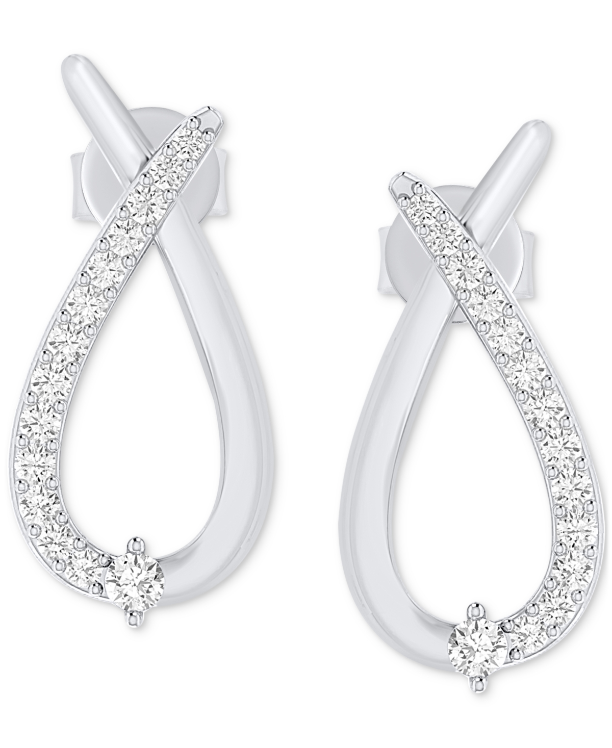 Macy's 2-pc. Set Diamond Pendant Necklace & Matching Earrings Set (1/2 Ct. T.w.) In Sterling Silver In Sterling Silver