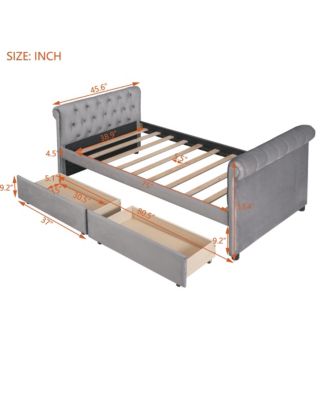 Streamdale Twin Size Upholstered Daybed With Drawers, Wood Slat Support