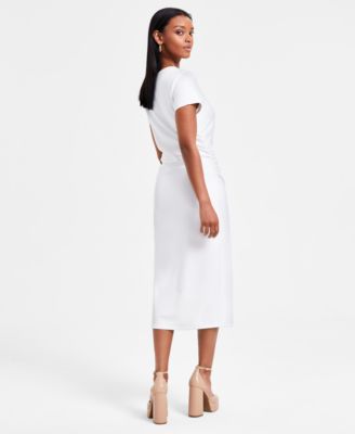 Women's Ruched Short-Sleeve Midi Dress, Exclusively at Macy's