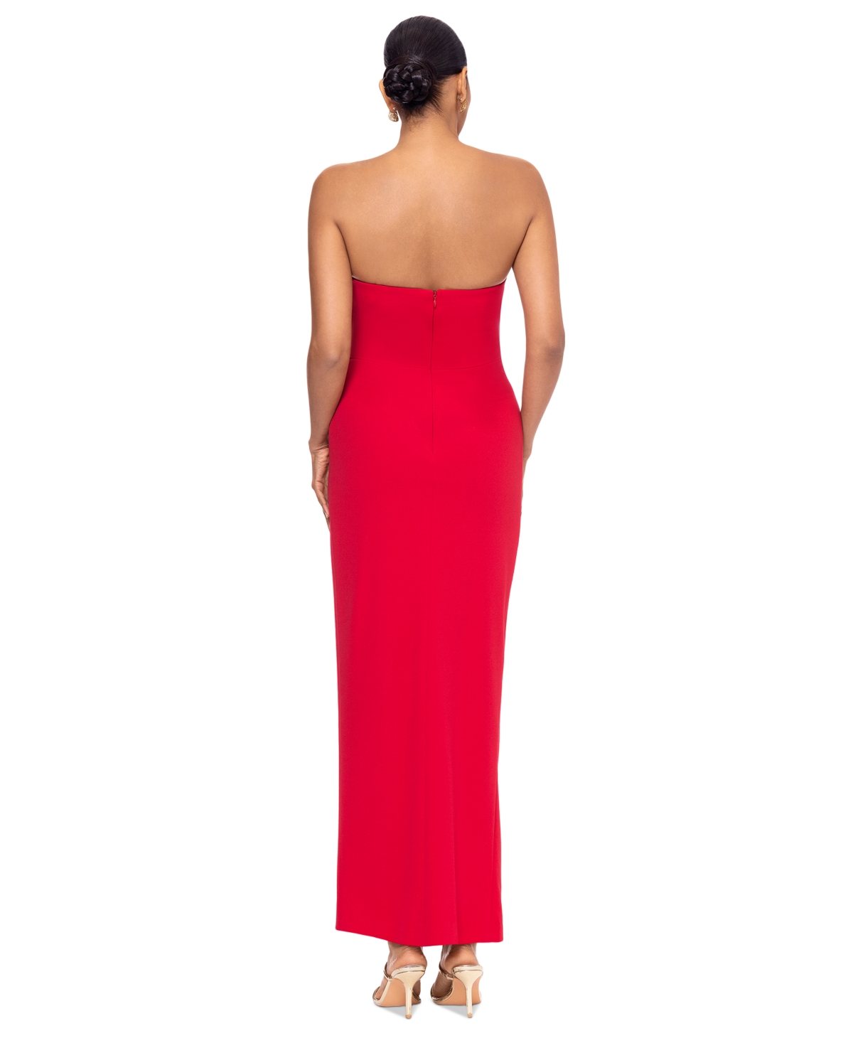 Betsy & Adam Women's Ruched Strapless Gown In Red
