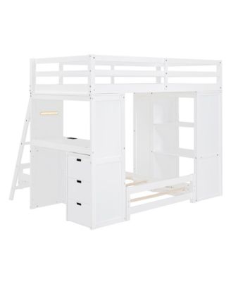 Streamdale Twin Over Twin Bunk Bed With LED Light And USB Ports