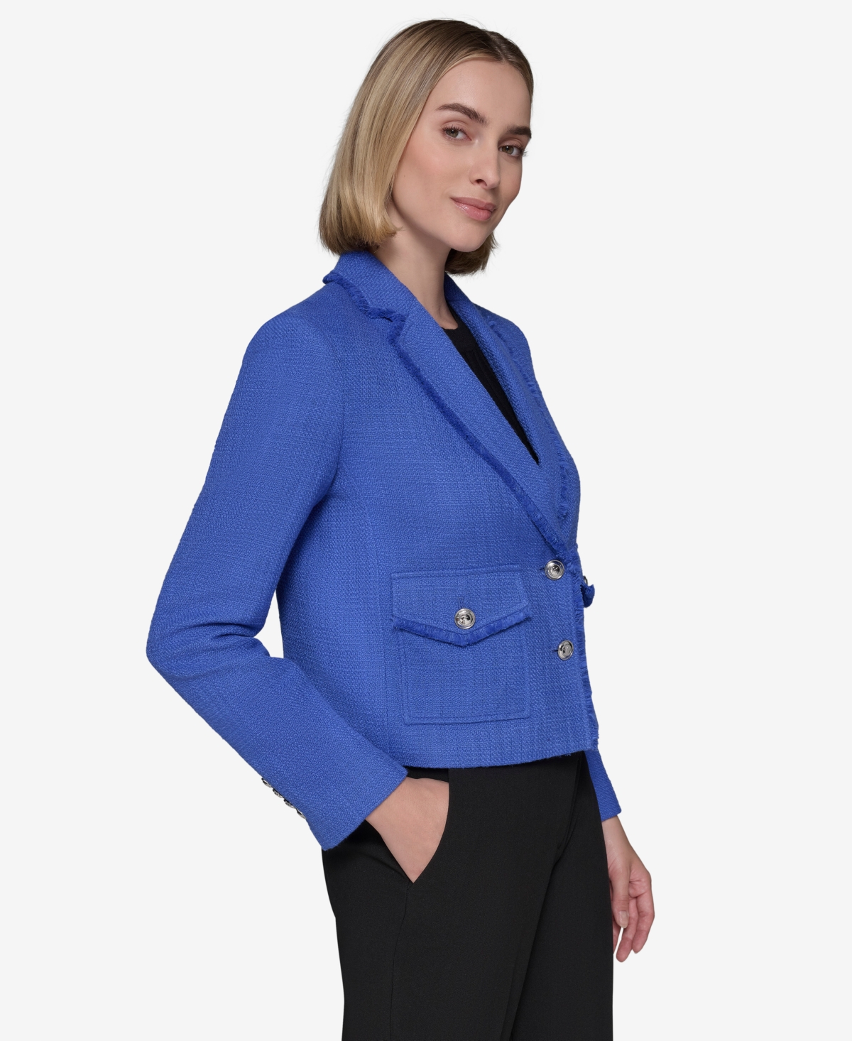 Karl Lagerfeld Paris Women's Fringed Tweed Blazer