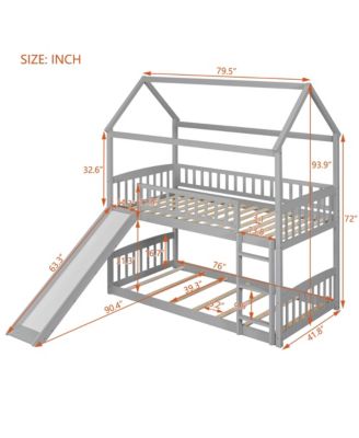 Streamdale Twin Over Twin Bunk Bed With Slide, House Bed With Slide