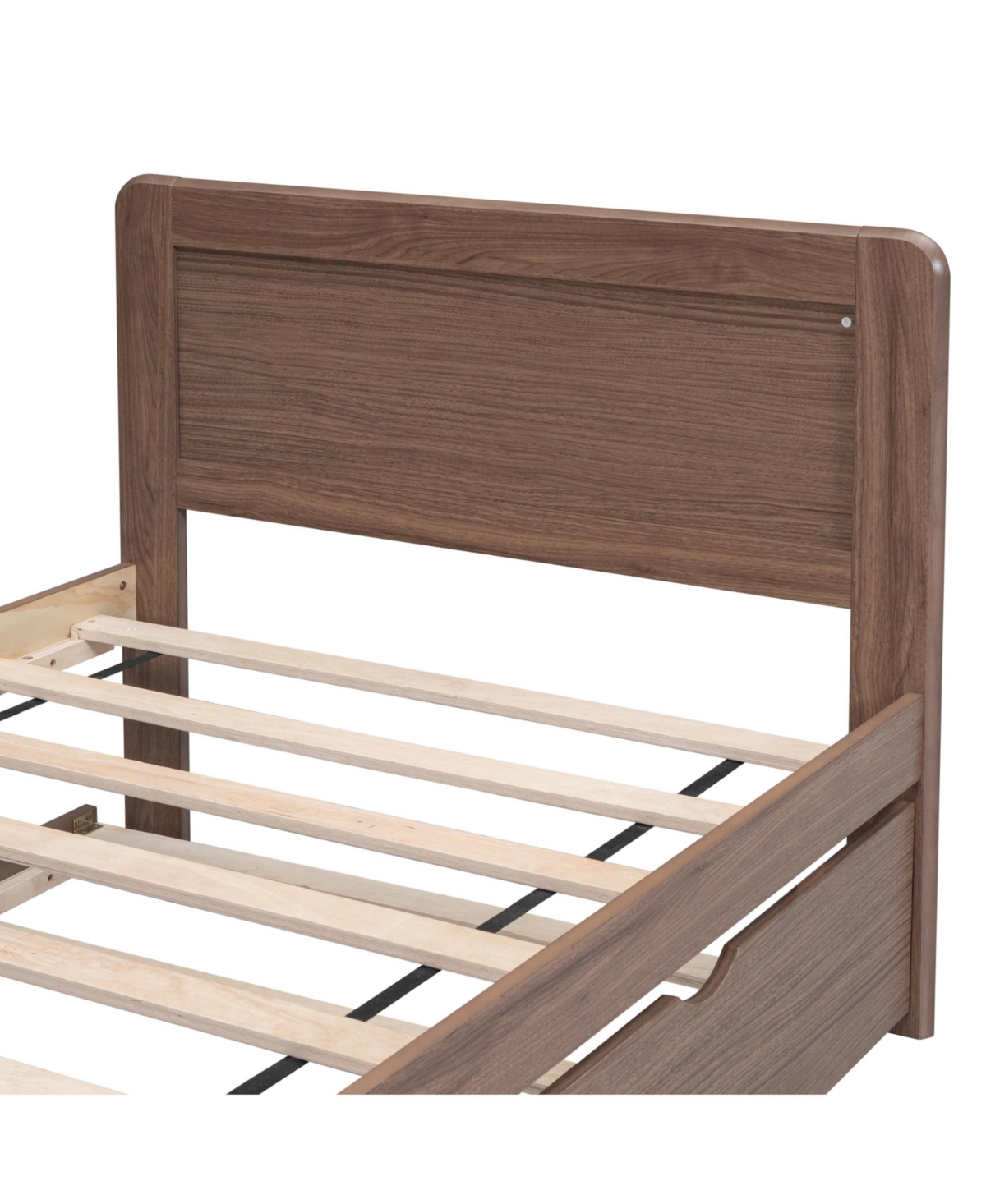 Streamdale Furniture Modern Design Wooden Size Platform Bed Frame With Trundle ForColor - Walnut