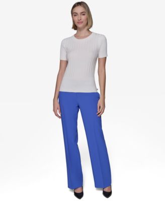 Women's Ribbed Short-Sleeve Sweater 