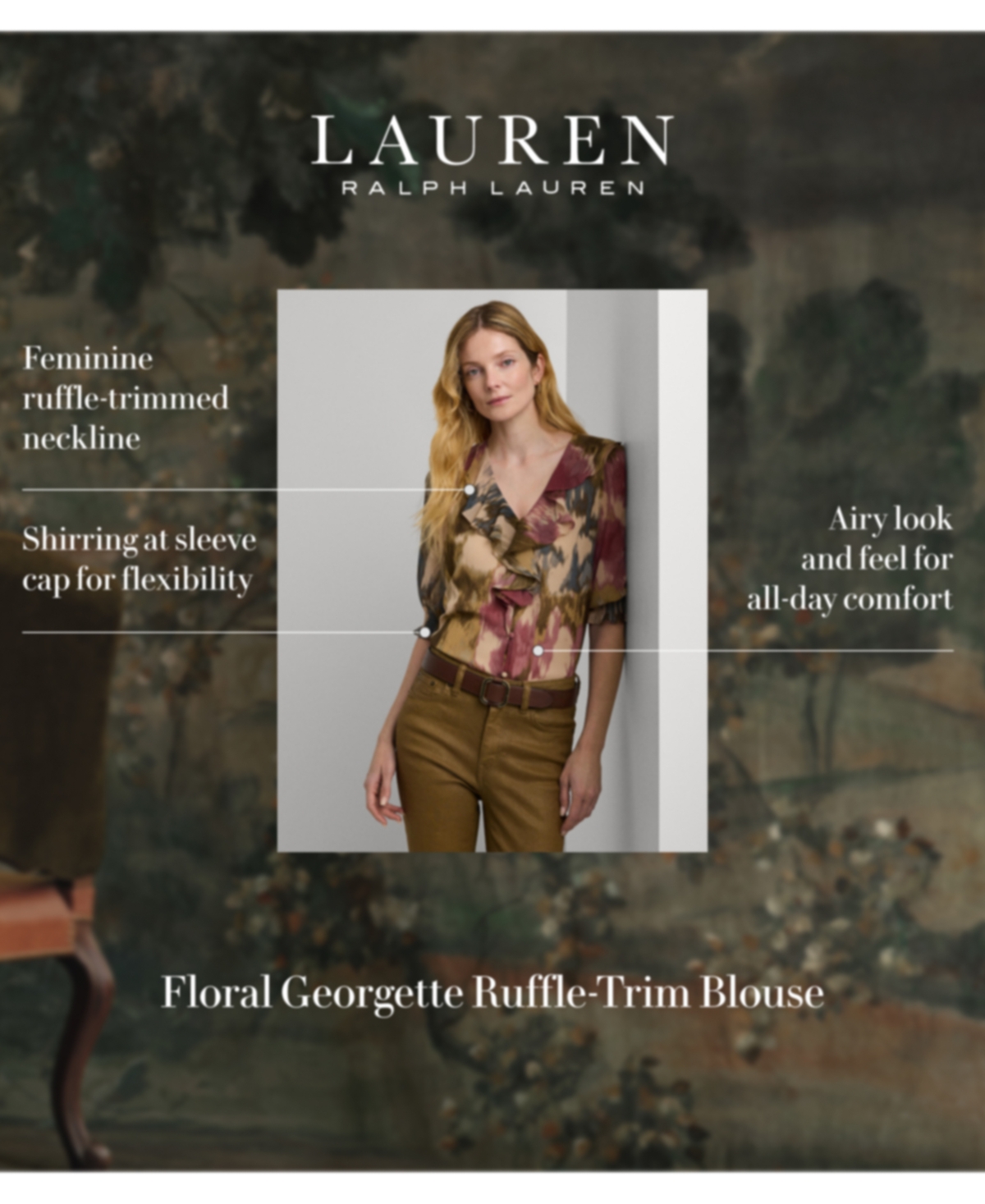 Lauren Ralph Lauren Women's Ruffled Floral Top