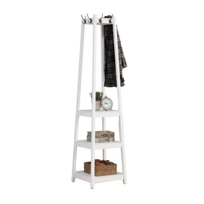 Streamdale Coat Rack w/ 3-Tier Storage Shelves in White Finish