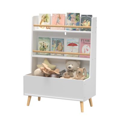 Streamdale Sturdy Kids Bookshelf w/ Storage Bin & Wall Anchor White 2-Tier