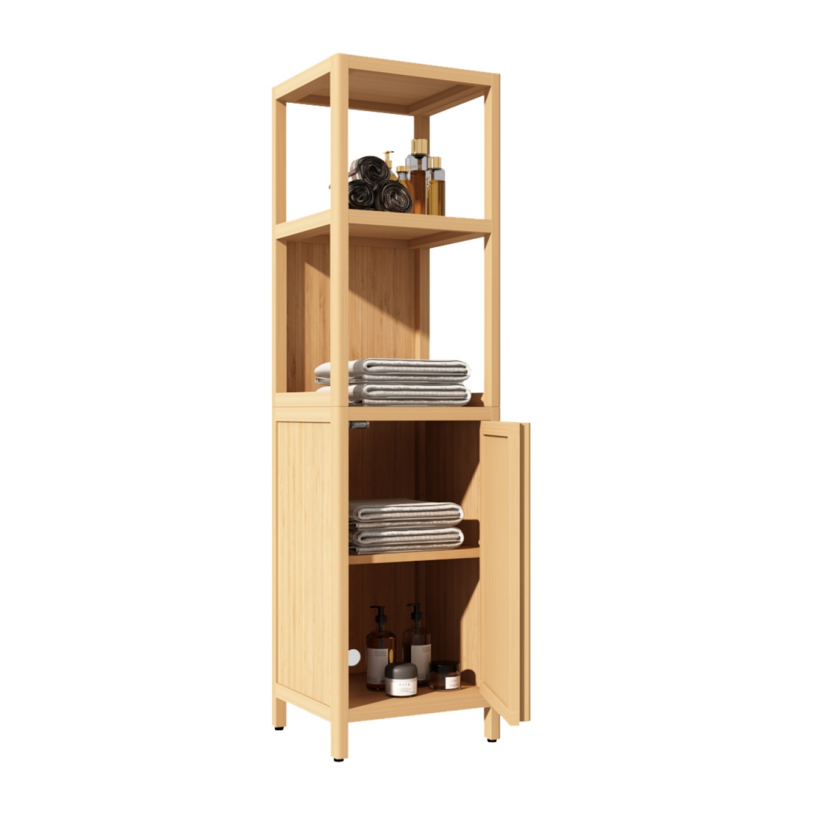 Streamdale Furniture Large Capacity Multifunctional Bamboo Storage Cabinet Furniture For Bathroom And Living Room