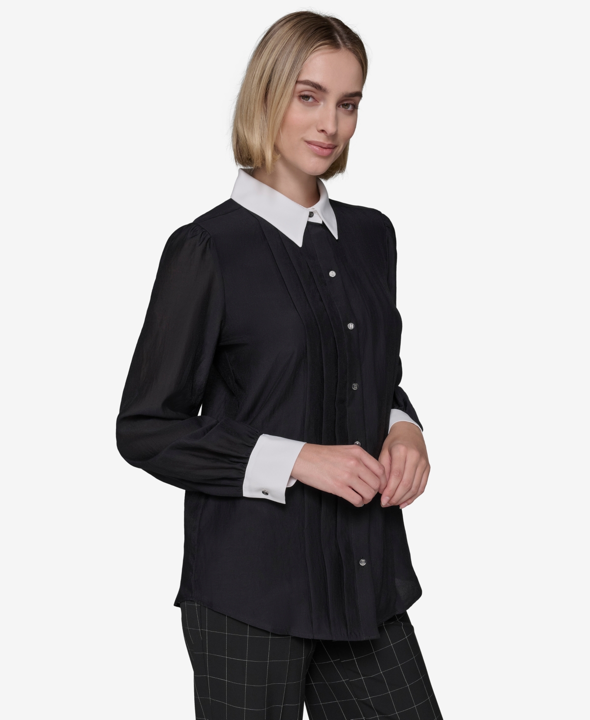 Karl Lagerfeld Paris Women's Pintucked Blouse -sft