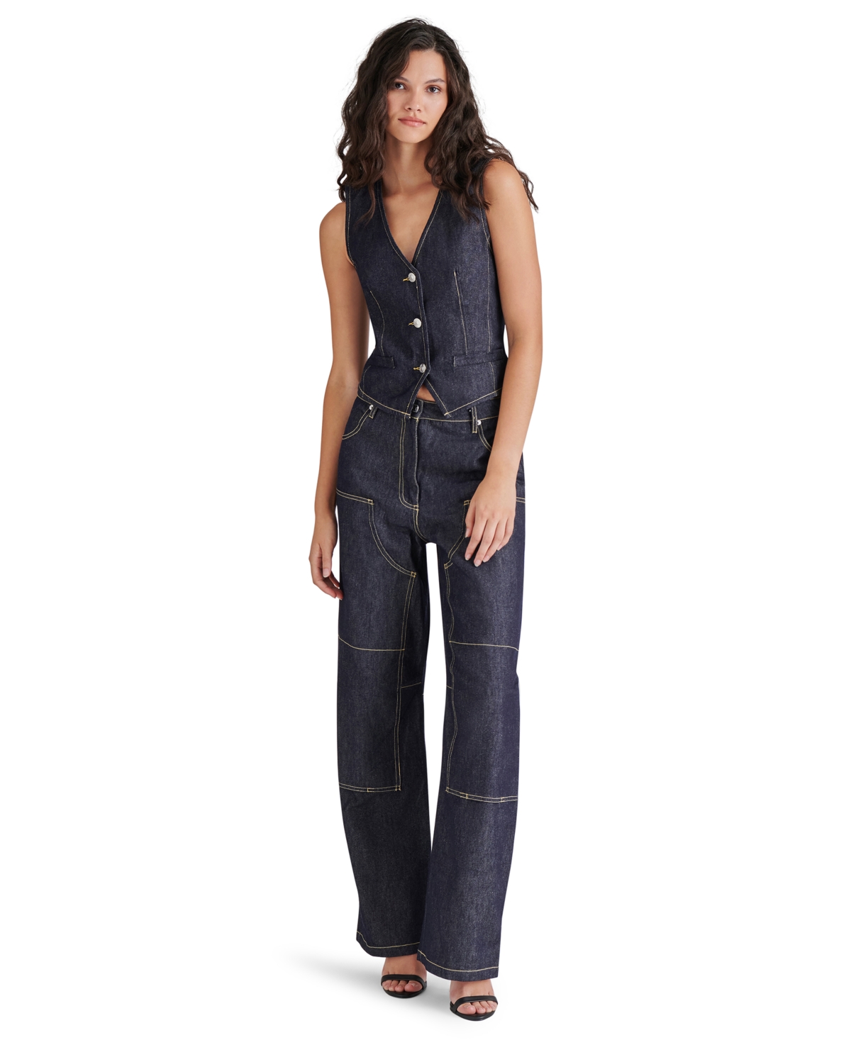 Steve Madden Selene Denim Vest In Dark Indigo