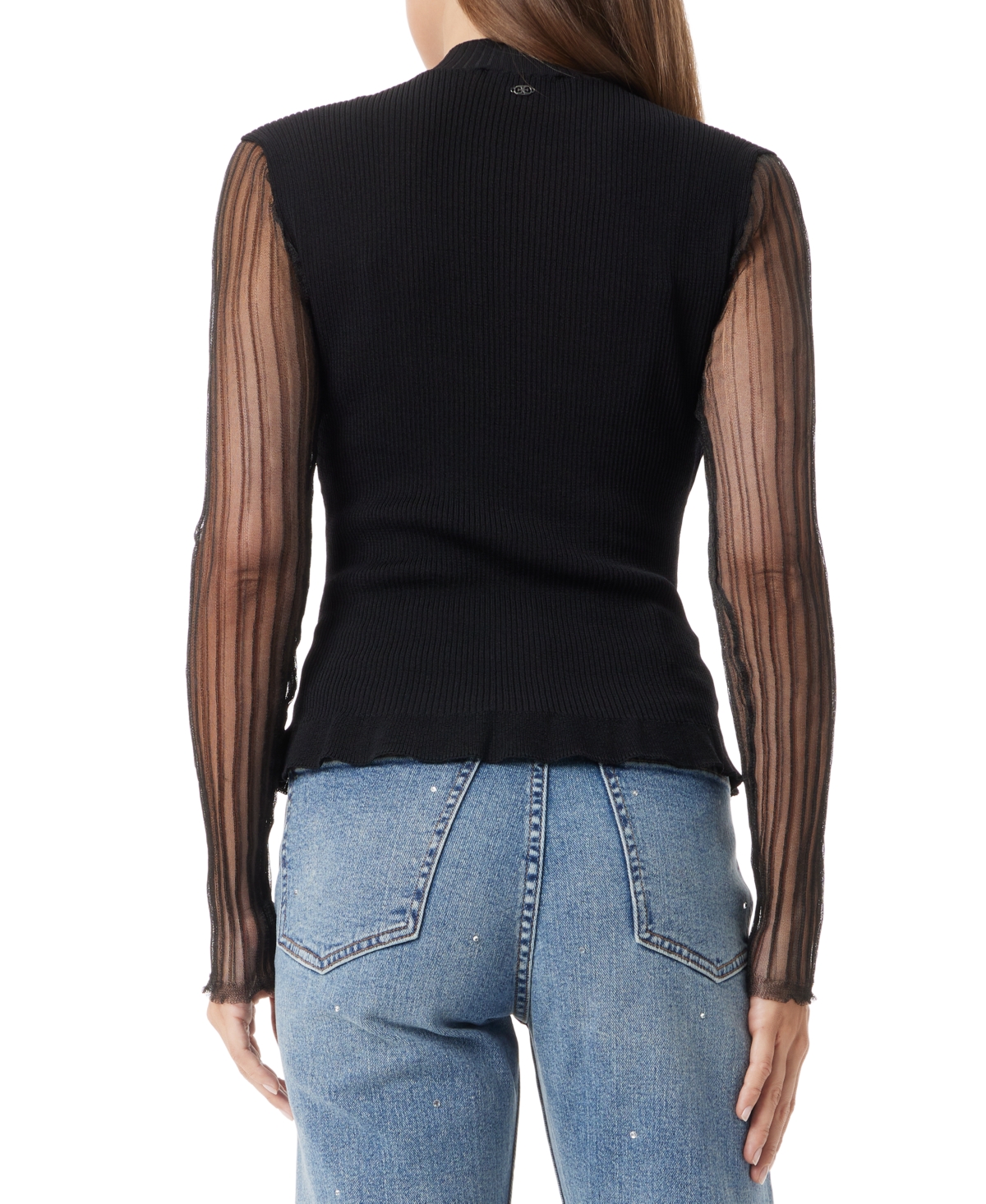 Sam Edelman Women's Aubree Pleated-Sleeve Mixed-Media Sweater