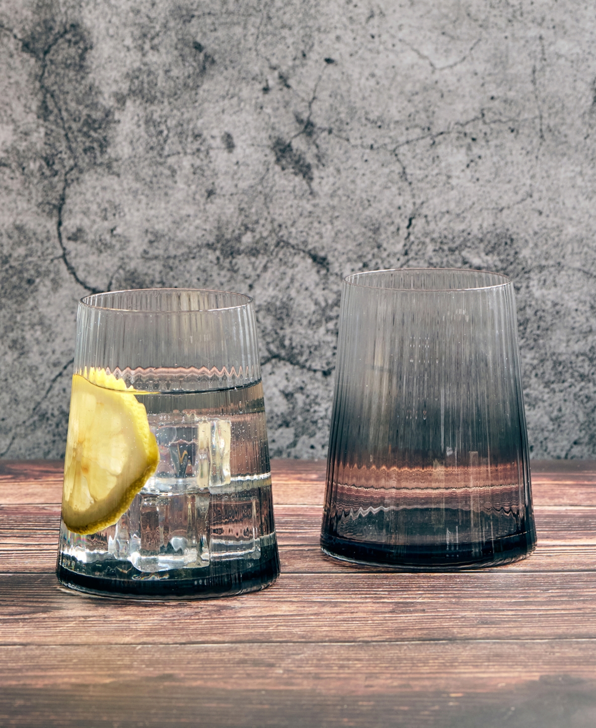 Anton Studio Designs Empire Double Old Fashioned Tumblers Smoke, Set Of 2 In Smoke