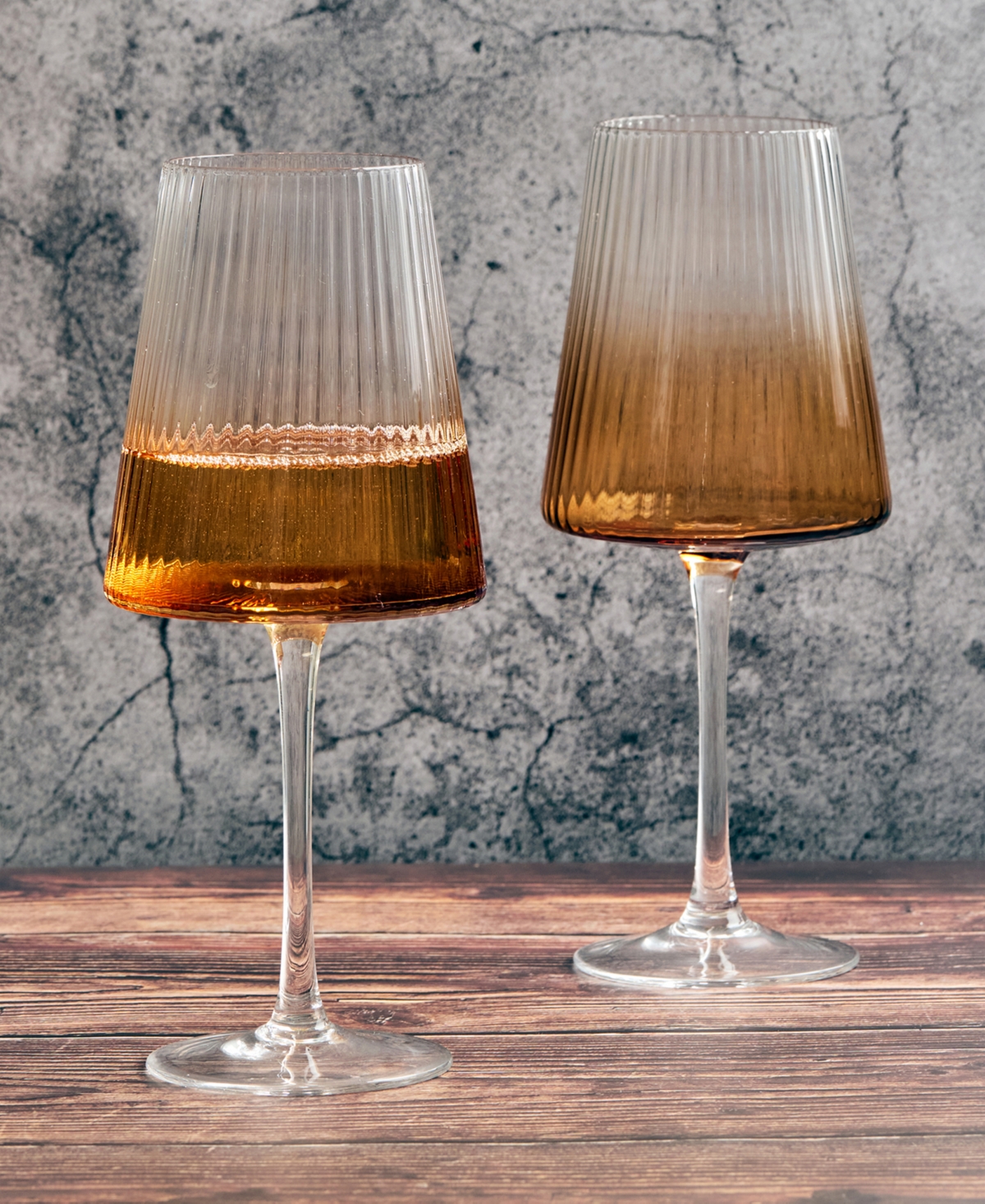 Anton Studio Designs Empire Wine Glasses Amber, Set Of 2 In Amber