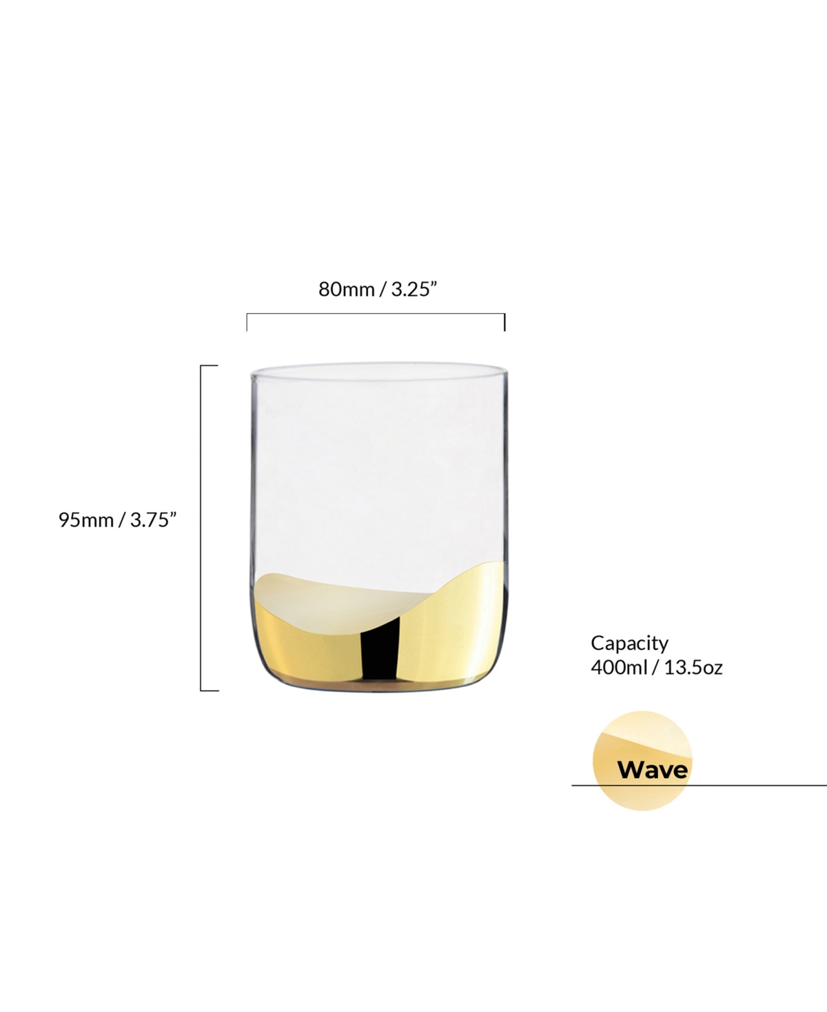 Anton Studio Designs Wave Double Old Fashioned Tumblers, Set Of 2 In Gold