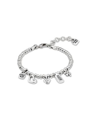 Sterling Silver Heart, Clover and Hand charm Bracelet 