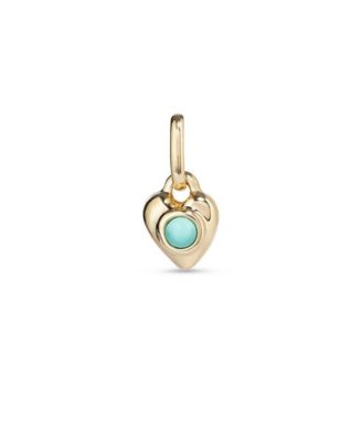 Heart-Shaped Metal Alloy Charm with Turquoise Murano Crystal