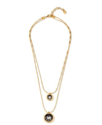 18K Gold Plated and Faceted Crystal Double Necklace