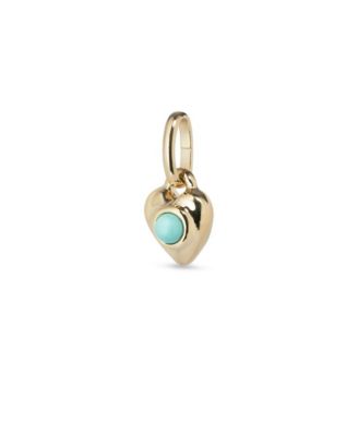 Heart-Shaped Metal Alloy Charm with Turquoise Murano Crystal