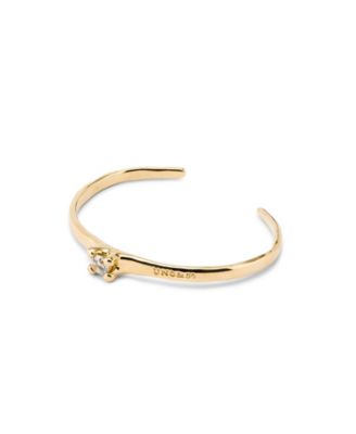 18k Gold-Plated White Cubic Zirconia Metal Alloy Rigid Bracelet