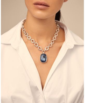 Sterling Silver and Blue Crystal Necklace