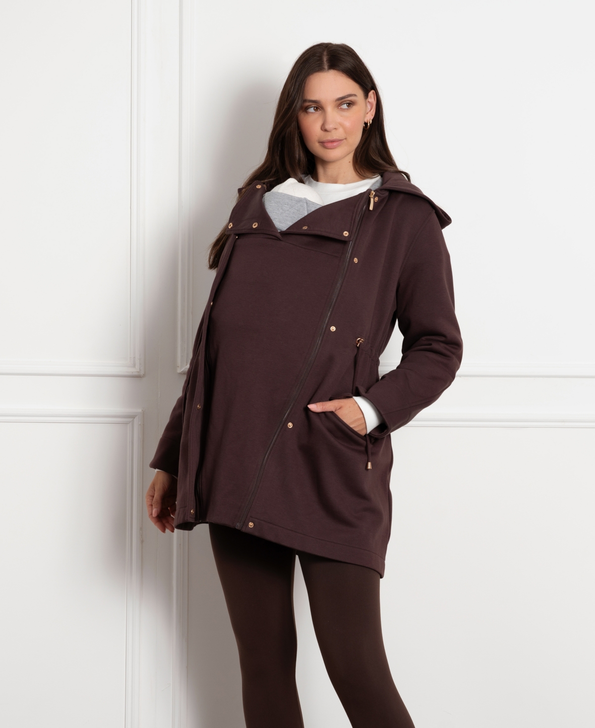 Shop Seraphine Women's Maternity Hoodie In Chocolate