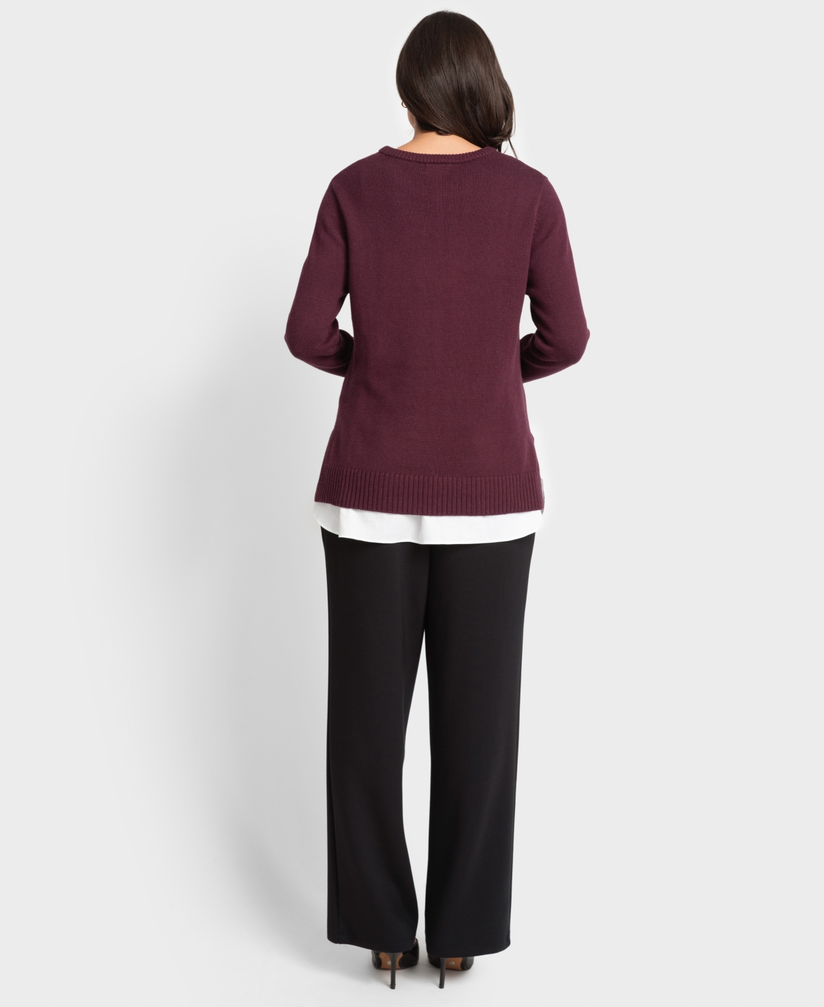 SERAPHINE WOMEN'S KNIT SWEATER WITH WOVEN SHIRT 