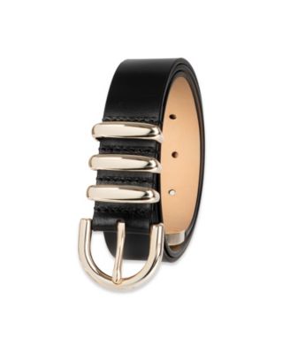 Women's Modern Triple Keeper Beveled Edge Leather Belt