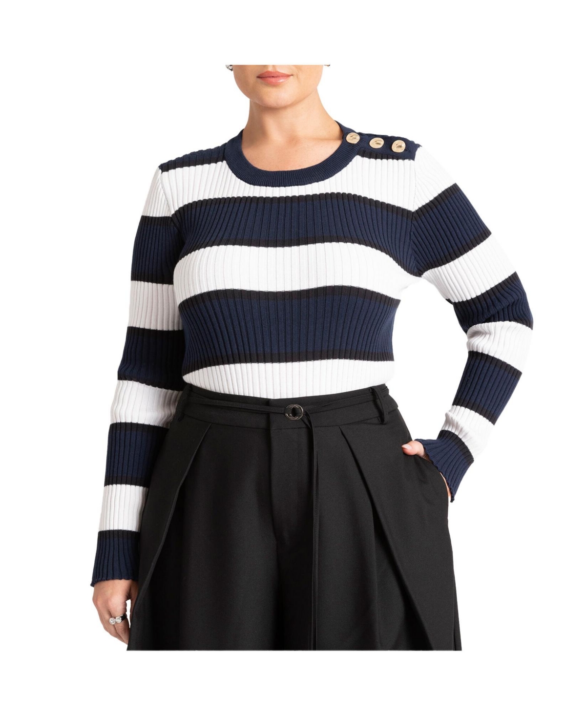 Eloquii Plus Size Hardware Detail Sweater