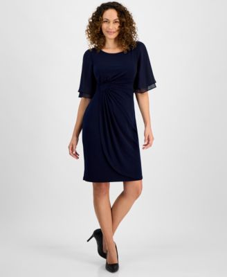 Connected - Petite Gathered Flutter-Sleeve Dress
