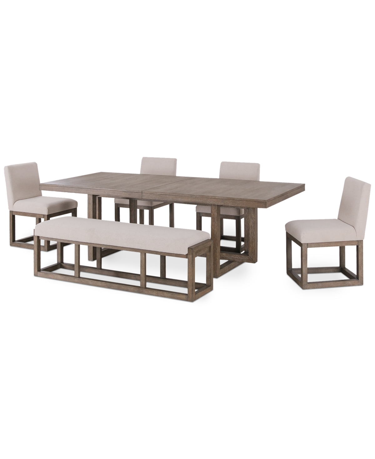 Macy's Portmore 6 Pc Rectangular Set (table, 4 Side Chairs & Bench), Created For  In Brown