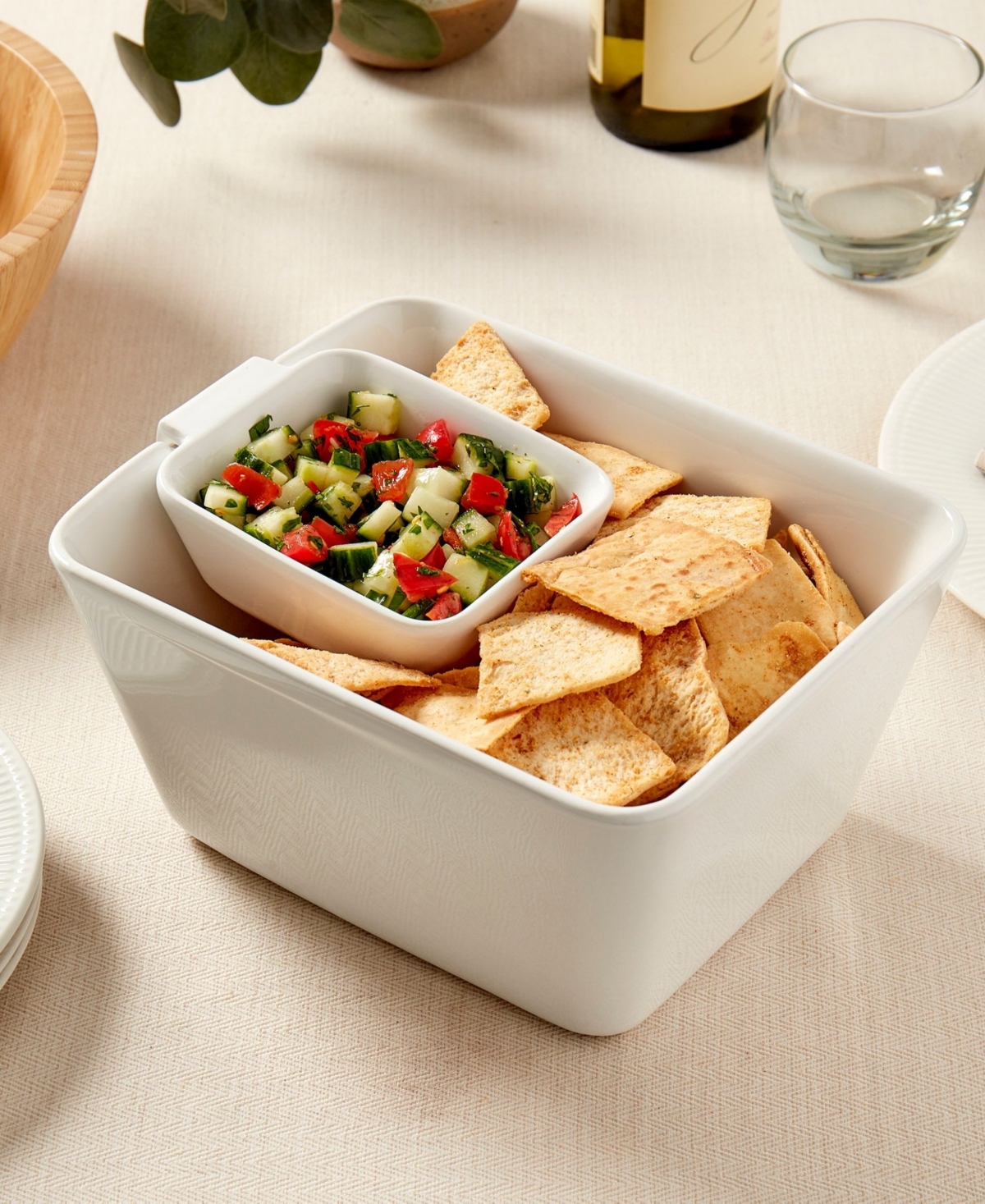 Denmark Tools For Cooks Rectangular Chip Dip Set In White