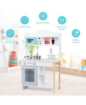 Kids Pretend Kitchen Playset with Cookware and Food Accessories