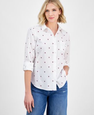 売れ筋商品|||トミー ヒルフィガー カットソー トップス レディース Women's Embroidered Heart-Logo T-Shirt Bright White Tommy Hilfiger Women's Embroidered Heart-Logo T-Shirt - Macy's