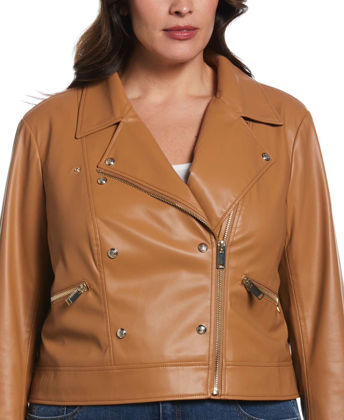 ELLA RAFAELLA PLUS SIZE FAUX LEATHER MOTO JACKET 