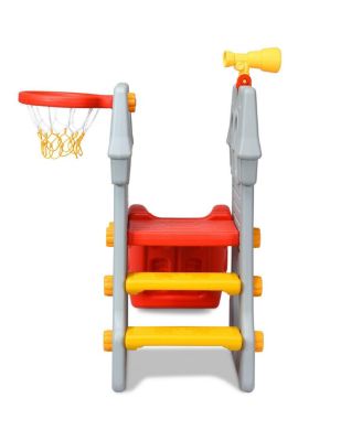 5 in 1 Toddler Climber Slide Playset with Basketball Hoop and Telescope