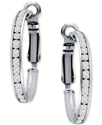 Giani Bernini - Cubic Zirconia (8-1/2 ct. t.w.) Medium Hoop Earrings in Sterling Silver, 1.18"