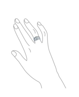 Pave Cubic Zirconia Open Filigree Wide Leaves Leaf Band Ring Sterling Silver