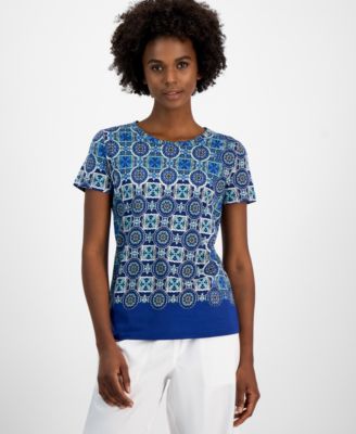 Nautica Jeans - Women's Foulard-Print Crewneck Tee