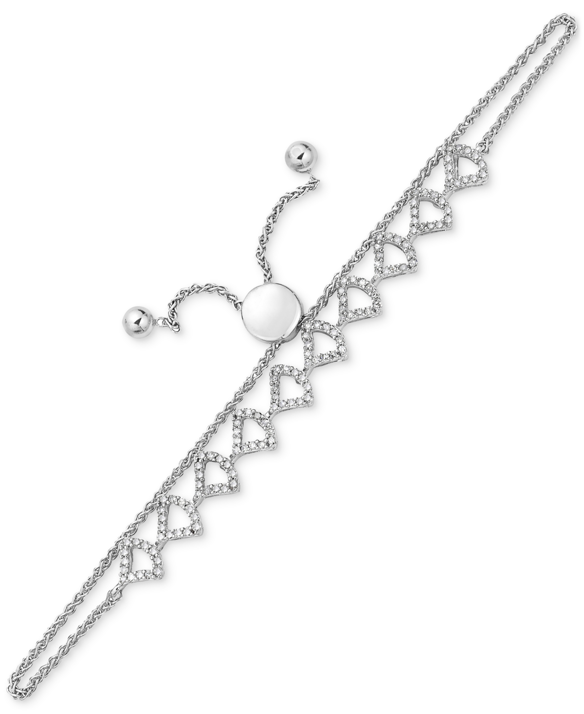 MACY'S DIAMOND OPENWORK CURVED LINK BOLO BRACELET (1/2 CT. T.W.) IN 10K WHITE GOLD 