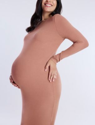 Maternity Crew Neck Rib Knit Long Sleeve Column Dress - Motherhood