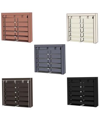 7-Tier Portable Shoe Rack with Fabric Cover for Organized Shoe Storage and Closet Organization