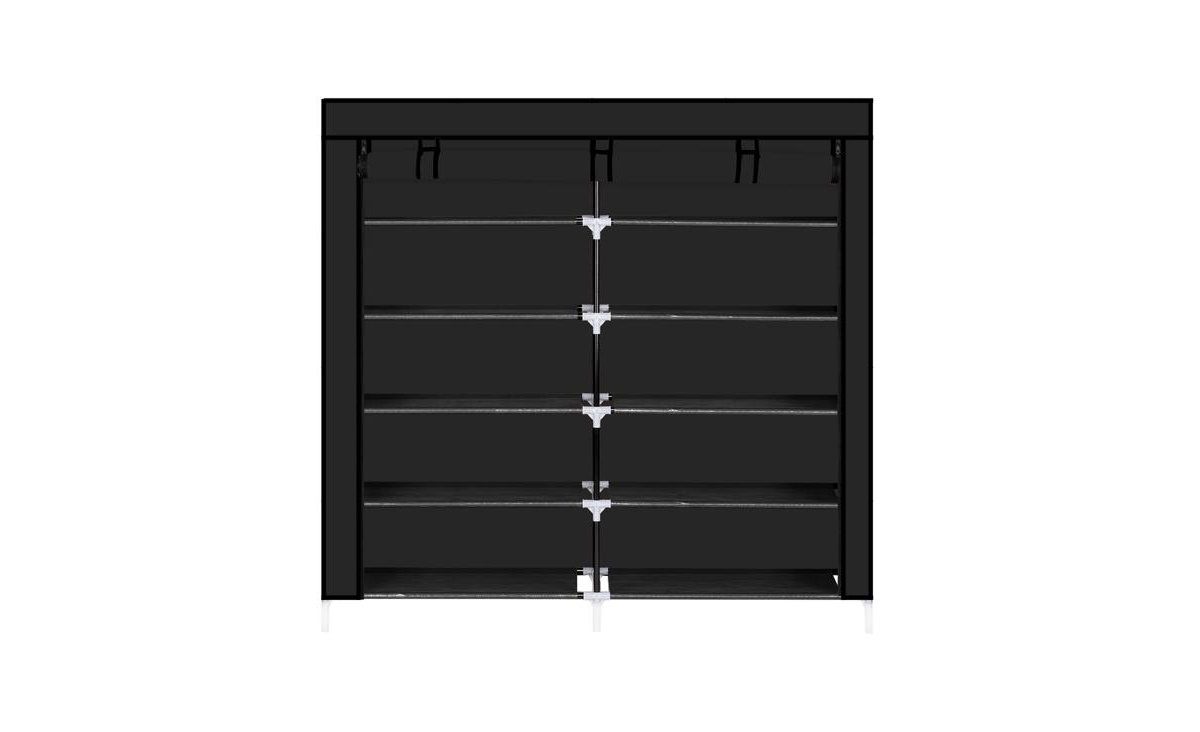7-Tier Portable Shoe Rack with Fabric Cover for Organized Shoe Storage and Closet Organization - Grey