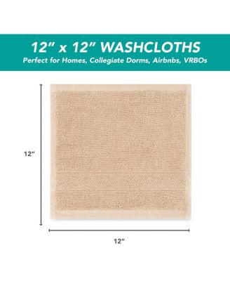 Family Essentials Cotton Washcloths, 12-Pack, 12" x 12"