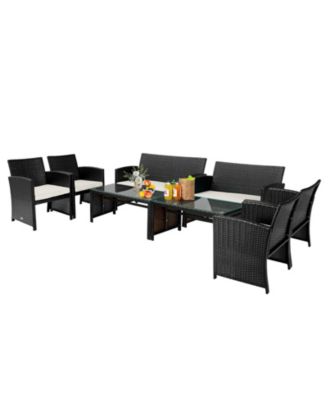 SUGIFT 4 Pieces Patio Rattan Cushioned Furniture Set
