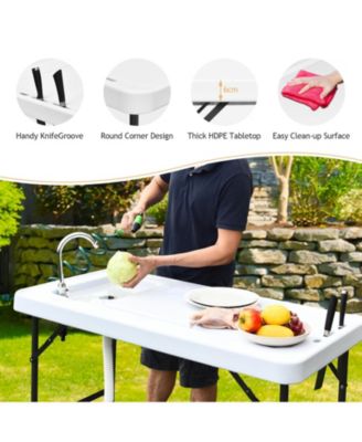 Folding Cleaning Sink Faucet Cutting Camping Table with Sprayer